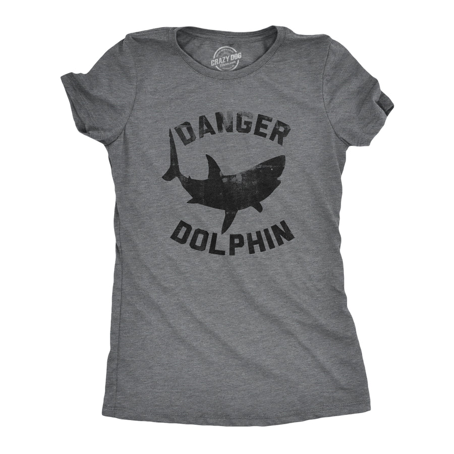 Funny Dark Heather Grey - Danger Dolphin Danger Dolphin Womens T Shirt Nerdy sarcastic Tee