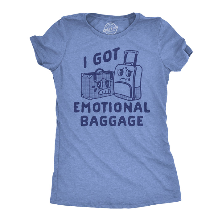 Funny Light Heather Blue - Emotional Baggage Emotional Baggage Womens T Shirt Nerdy sarcastic Tee