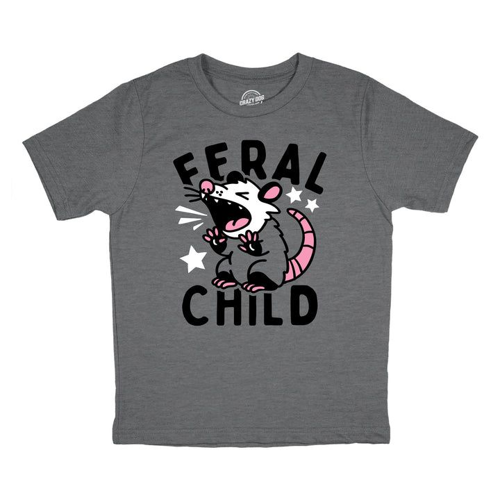 Funny Dark Heather Grey - Feral Child Feral Child Toddler T Shirt Nerdy animal sarcastic Tee