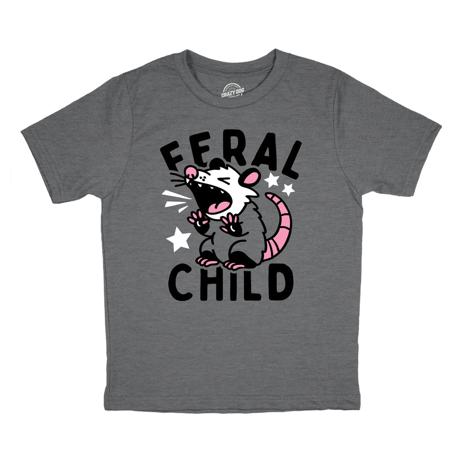 Funny Dark Heather Grey - Feral Child Feral Child Toddler T Shirt Nerdy animal sarcastic Tee