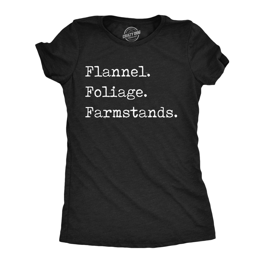 Funny Heather Black - Flannel Flannel Foliage Farmstands Womens T Shirt Nerdy sarcastic Tee