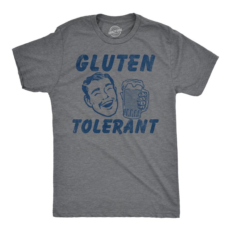 Funny Dark Heather Grey - Gluten Tolerant Gluten Tolerant Mens T Shirt Nerdy beer drinking sarcastic Tee