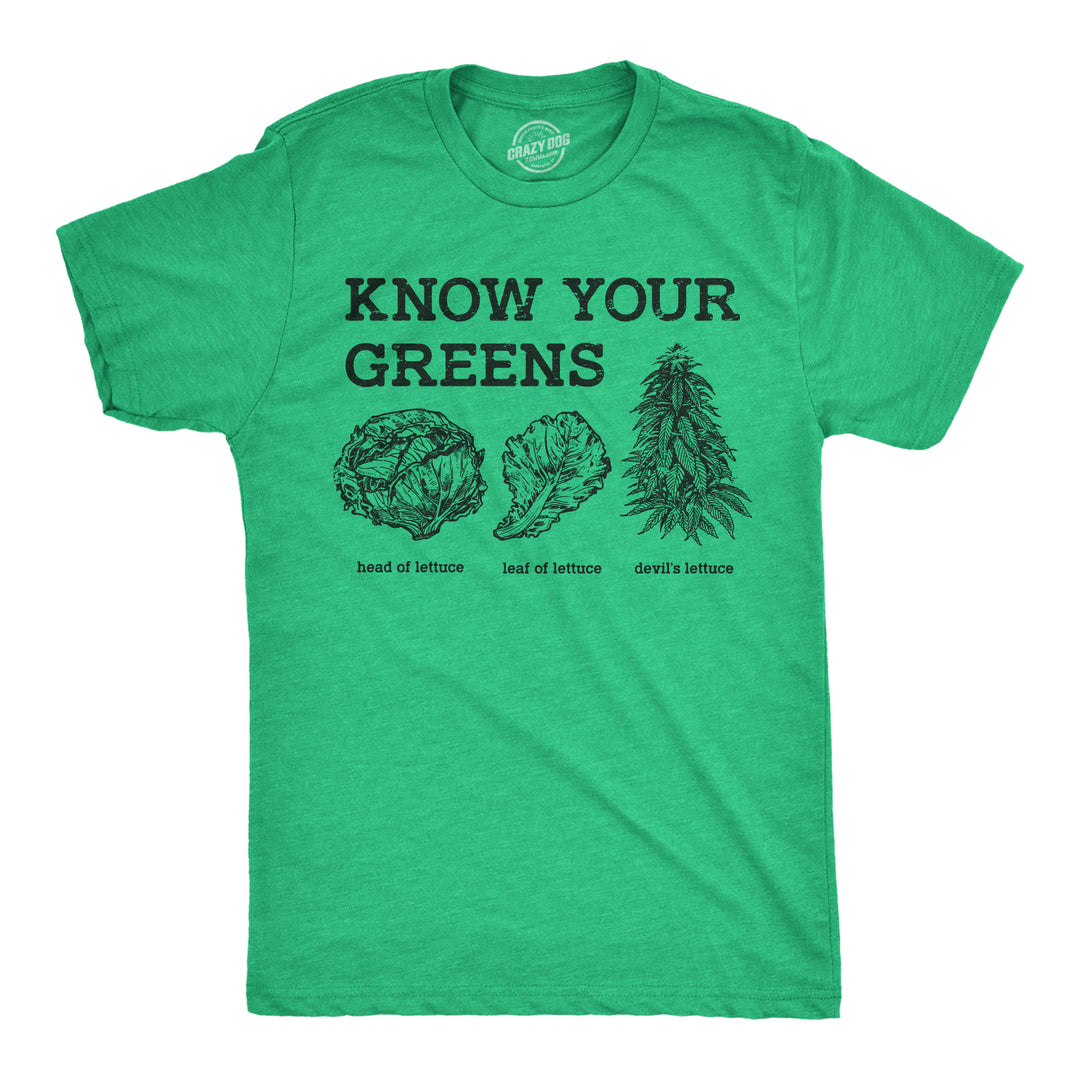 Funny Heather Green - Know Your Greens Know Your Greens Mens T Shirt Nerdy 420 food sarcastic Tee