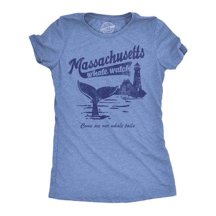 Funny Light Heather Blue - Whale Watch Massachusetts Whale Watch Womens T Shirt Nerdy animal sarcastic Tee