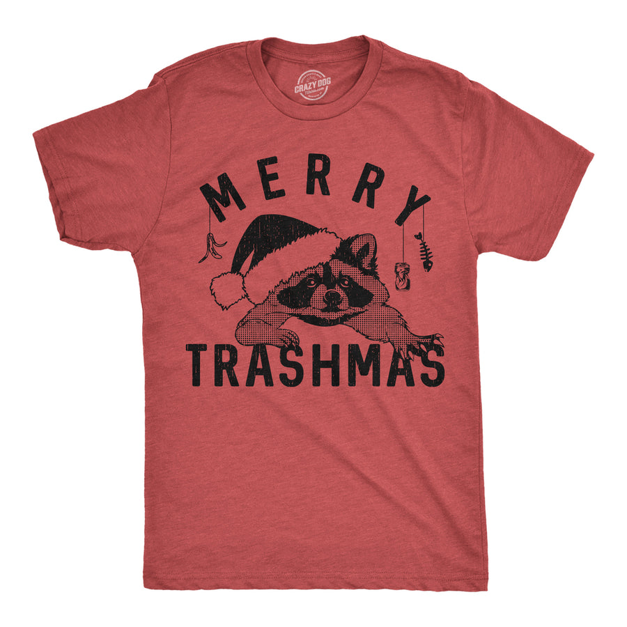 Funny Heather Red - Merry Trashmas Merry Trashmas Mens T Shirt Nerdy christmas sarcastic Tee