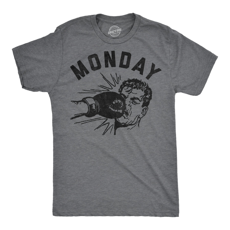 Funny Dark Heather Grey - Monday Face Punch Monday Face Punch Mens T Shirt Nerdy sarcastic Tee