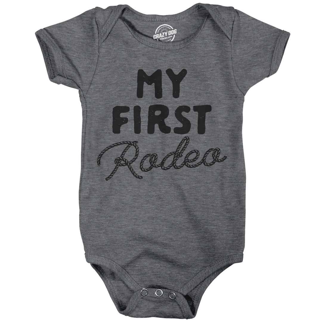 Funny Dark Heather Grey - First Rodeo My First Rodeo Onesie Nerdy sarcastic Tee