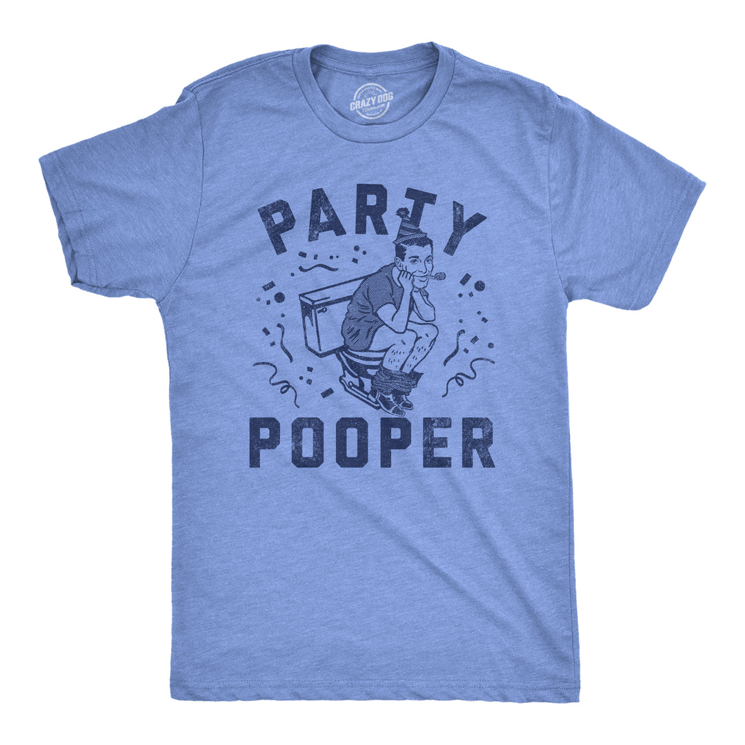 Funny Light Heather Blue - Party Pooper Party Pooper Mens T Shirt Nerdy sarcastic toilet Tee