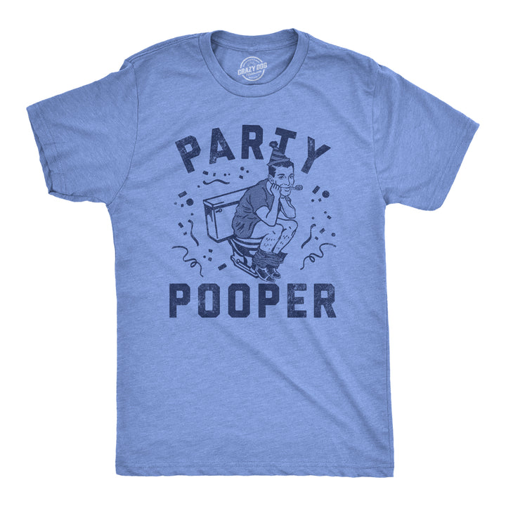 Funny Light Heather Blue - Party Pooper Party Pooper Mens T Shirt Nerdy sarcastic toilet Tee