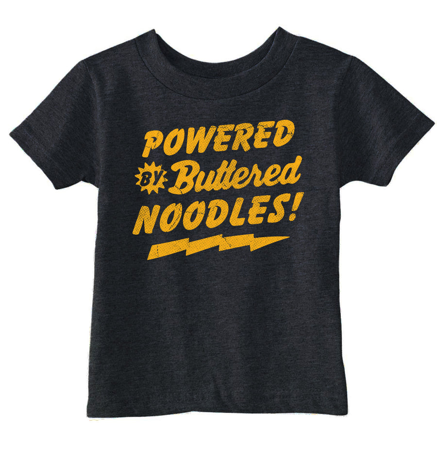 Funny Heather Black - Butter Noodles Powered By Butter Noodles Toddler T Shirt Nerdy food sarcastic Tee