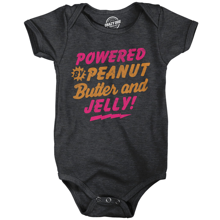 Funny Black - PB And J Powered By Peanut Butter And Jelly Onesie Nerdy food Sarcastic Tee