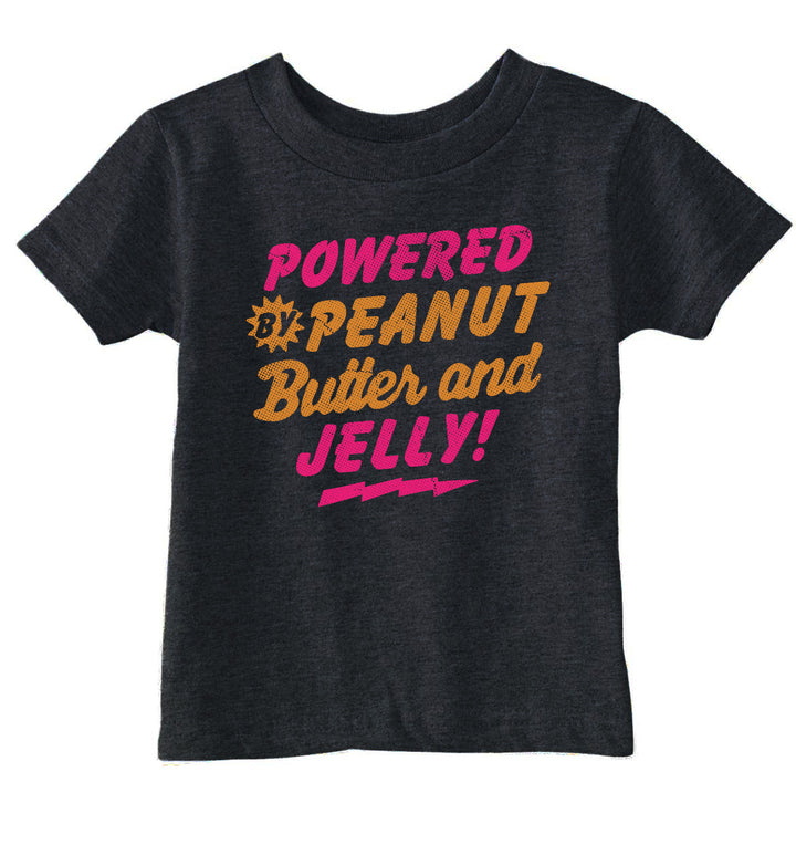 Funny Black - PB And J Powered By Peanut Butter And Jelly Toddler T Shirt Nerdy food Sarcastic Tee