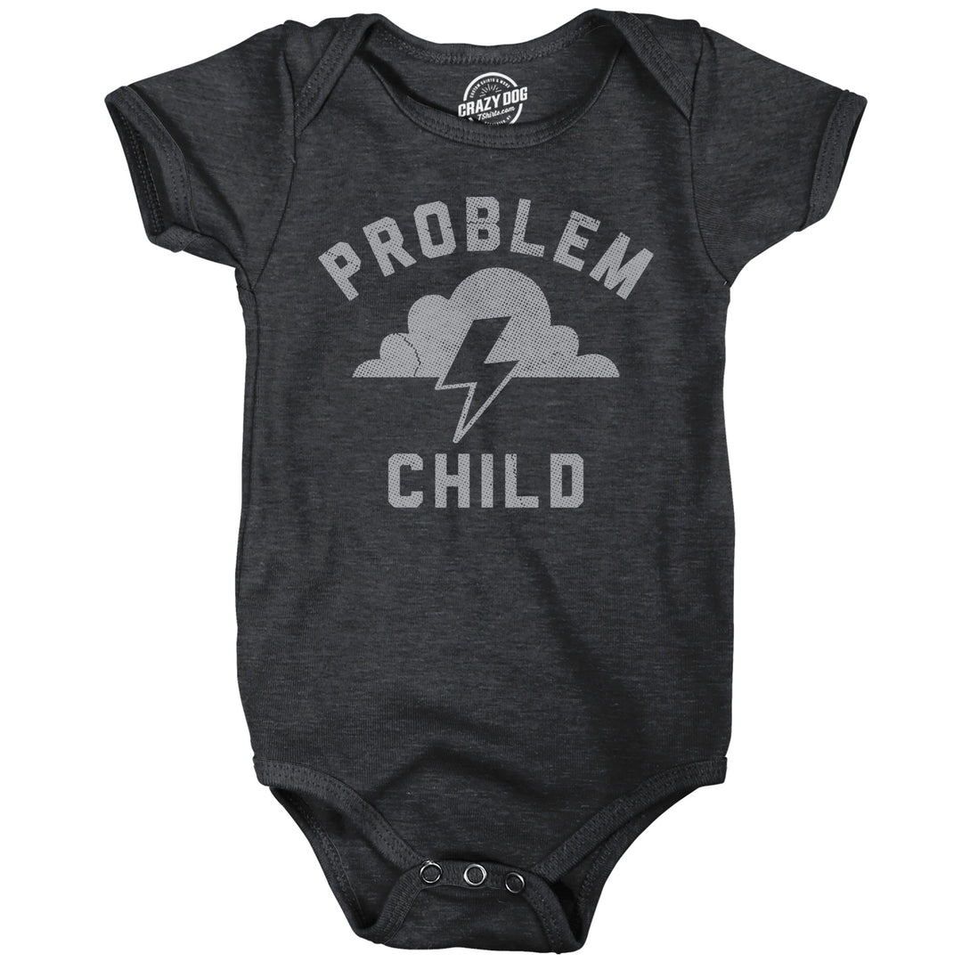 Funny Heather Black - Problem Child Problem Child Onesie Nerdy sarcastic Tee