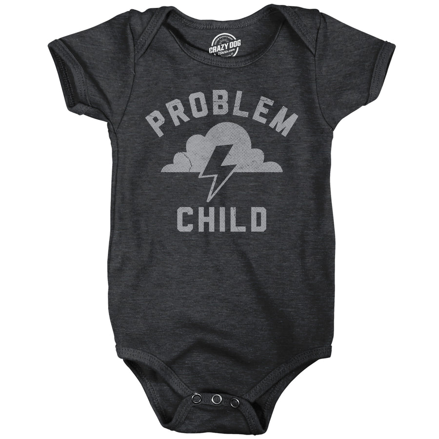 Funny Heather Black - Problem Child Problem Child Onesie Nerdy sarcastic Tee