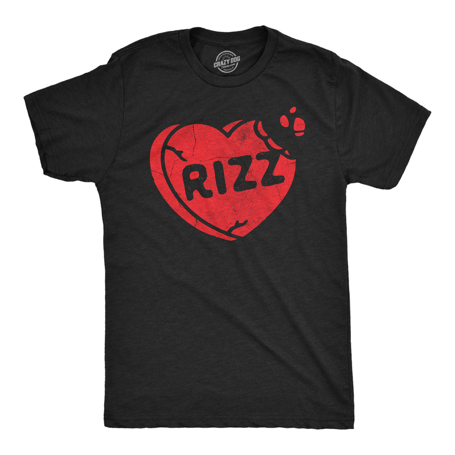 Funny Heather Black - Rizz Candy Heart Rizz Candy Heart Mens T Shirt Nerdy Valentine's Day sarcastic Tee