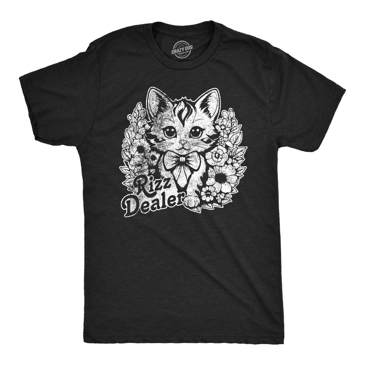 Funny Heather Black - Rizz Dealer Rizz Dealer Mens T Shirt Nerdy cat Sarcastic Tee