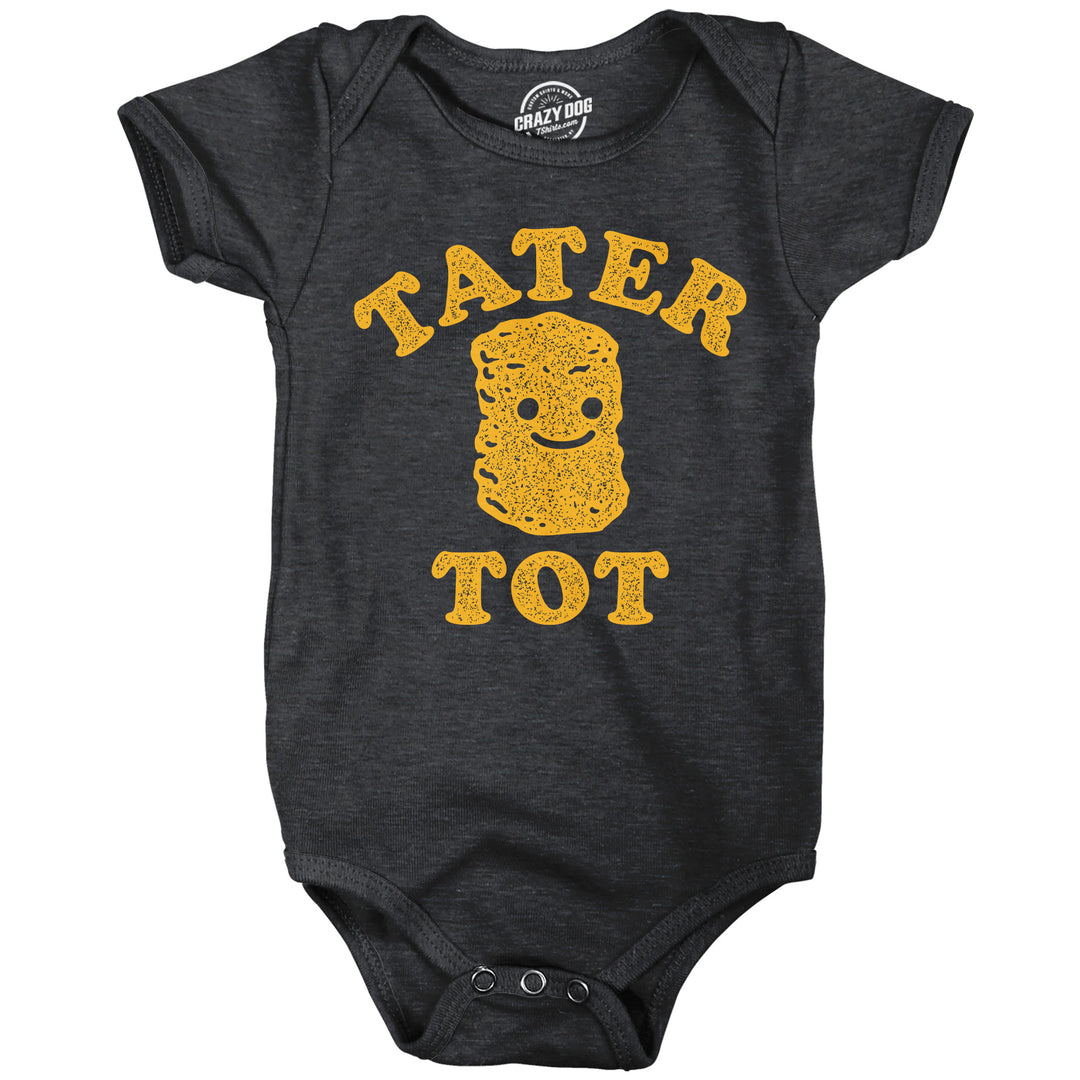 Funny Heather Black - Tater Tot Tater Tot Onesie Nerdy food sarcastic Tee