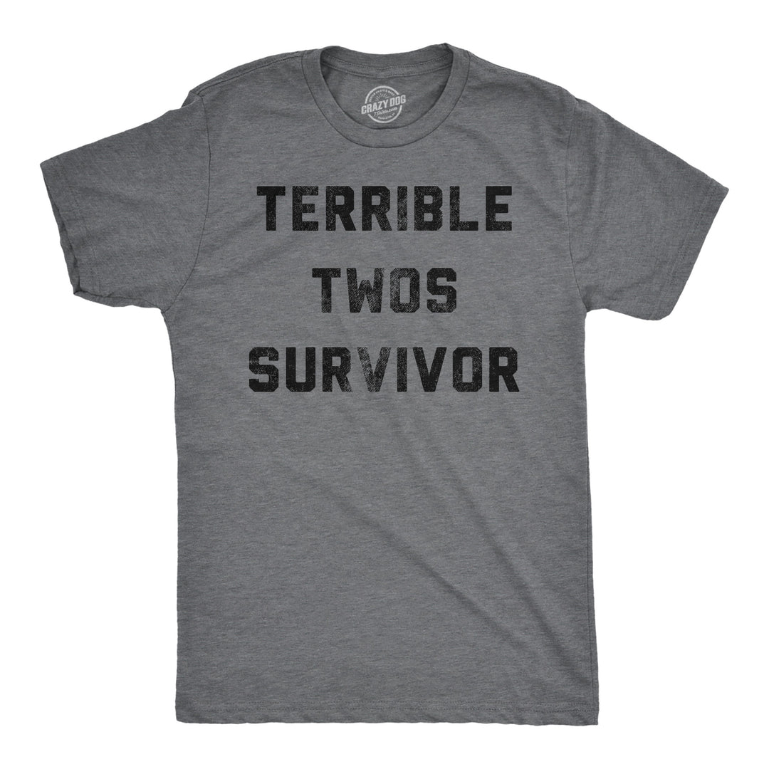 Funny Dark Heather Grey - Terrible Twos Terrible Twos Survivor Mens T Shirt Nerdy sarcastic Tee