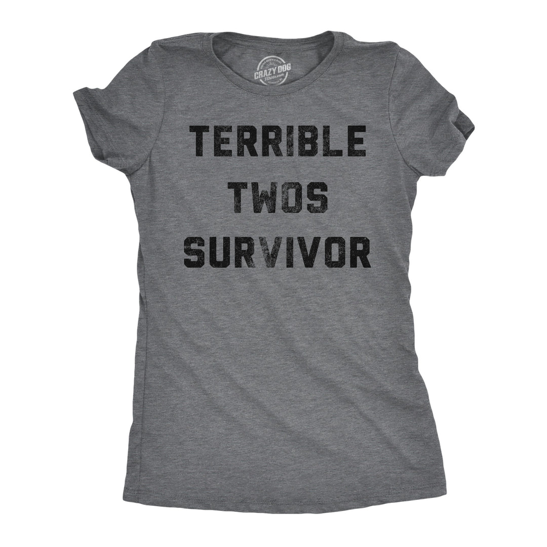 Funny Dark Heather Grey - Terrible Twos Terrible Twos Survivor Womens T Shirt Nerdy sarcastic Tee