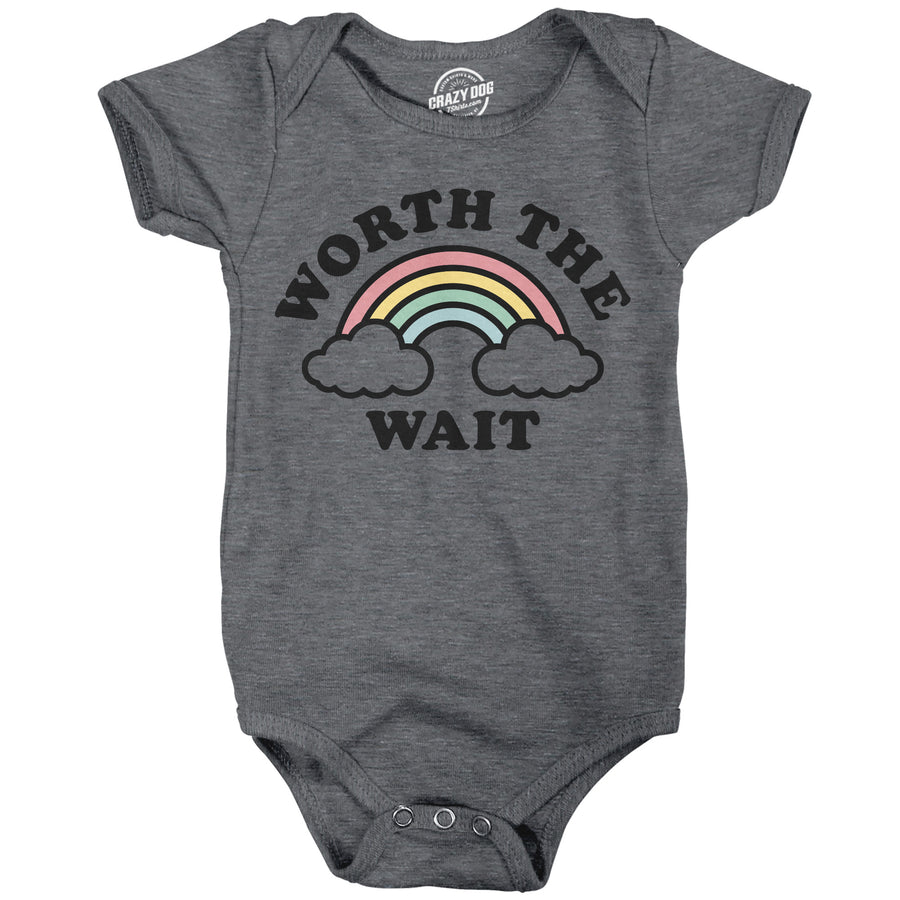 Funny Dark Heather Grey - Worth Wait Worth The Wait Onesie Nerdy sarcastic Tee