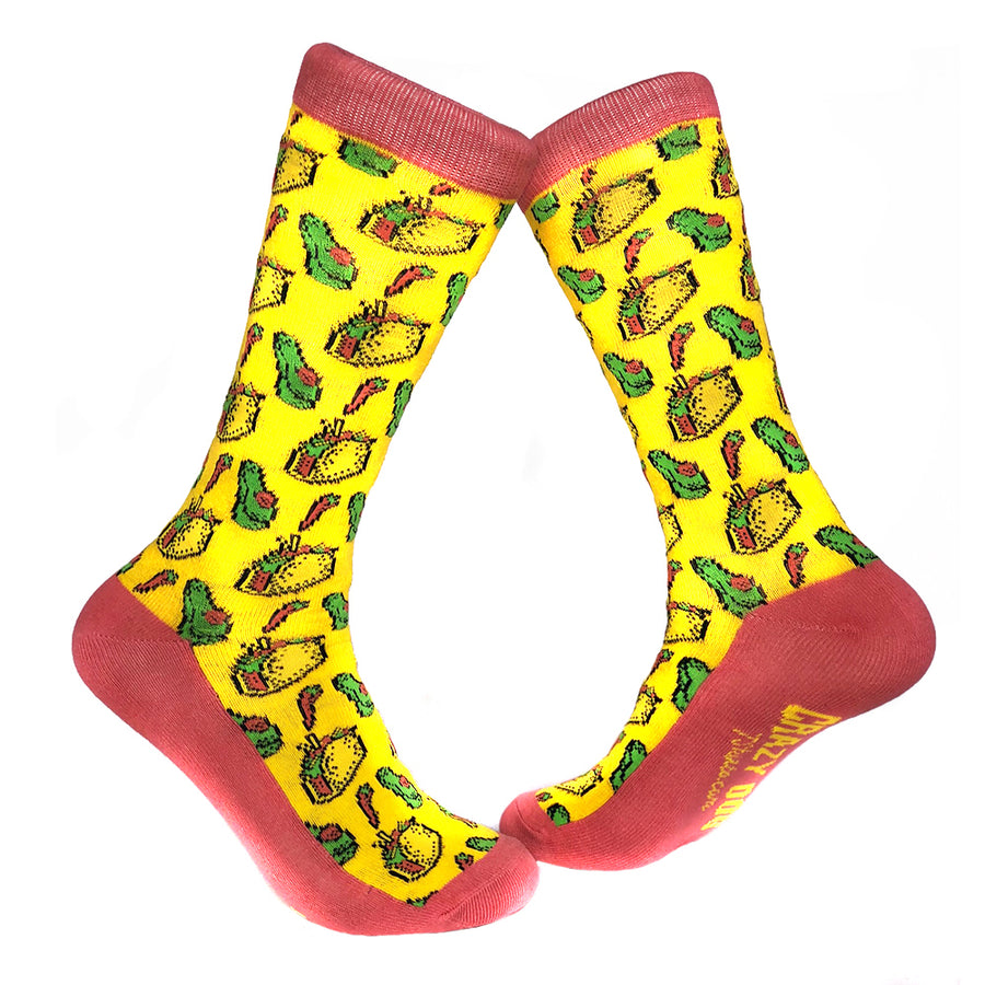 Funny Yellow Womens Tacos And Avocados Sock Nerdy Cinco De Mayo Food Tee