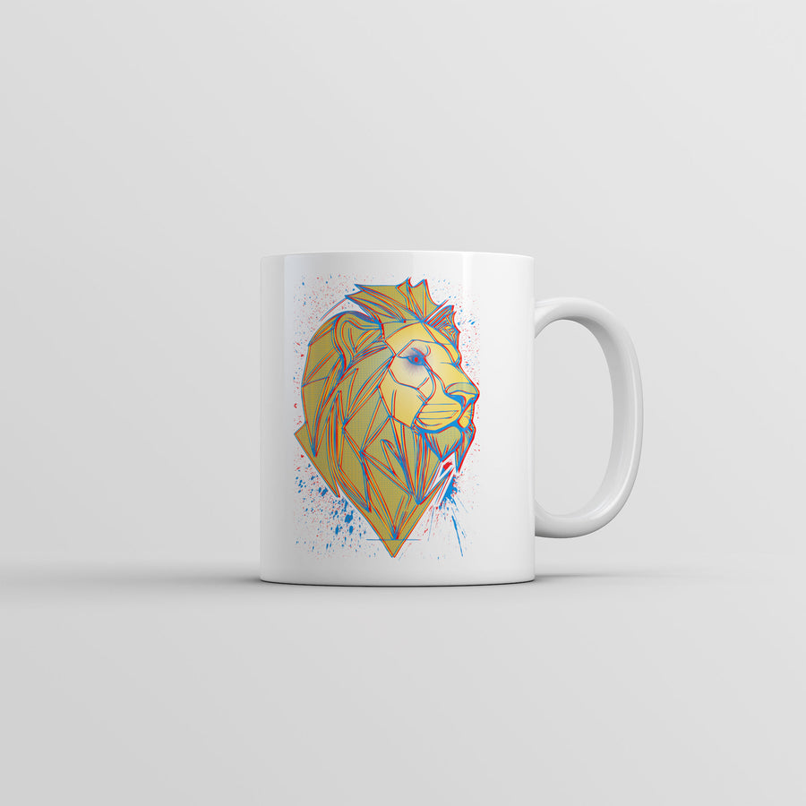 Funny White 3D Lion Coffee Mug Nerdy animal Tee