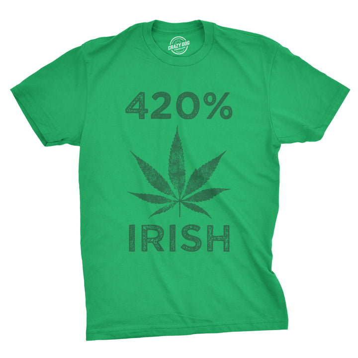 Funny Green 420% Irish Mens T Shirt Nerdy Saint Patrick's Day 420 Tee