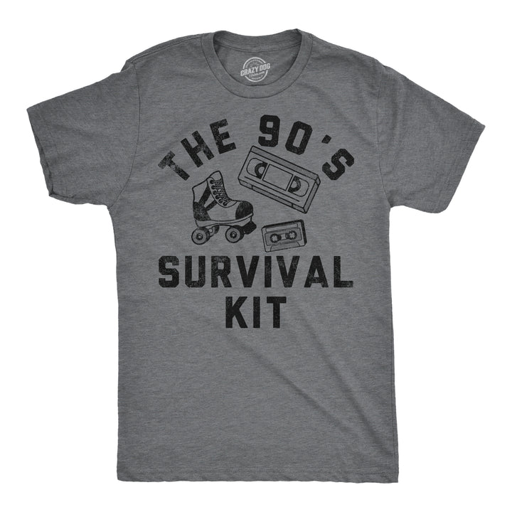 Funny Dark Heather Grey - 90s Survival Kit The 90s Survival Kit Mens T Shirt Nerdy Retro sarcastic Tee