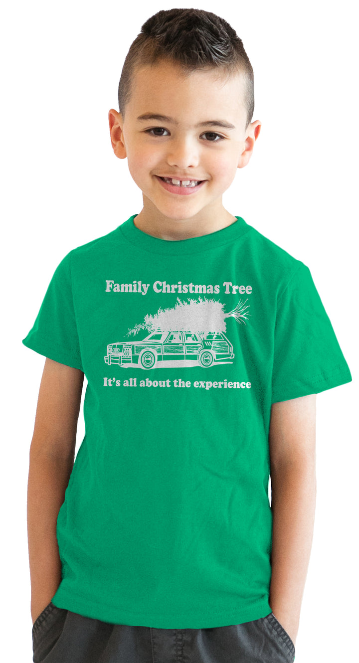 Funny Green Family Christmas Tree Youth T Shirt Nerdy Christmas TV & Movies Tee