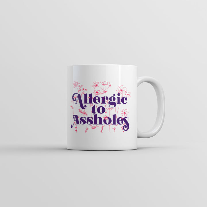 Funny White Allergic To Assholes Coffee Mug Nerdy sarcastic Tee