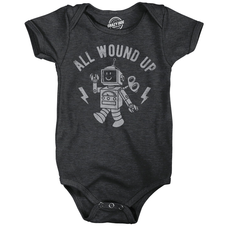 Funny Heather Black - All Wound Up All Wound Up Onesie Nerdy sarcastic Tee