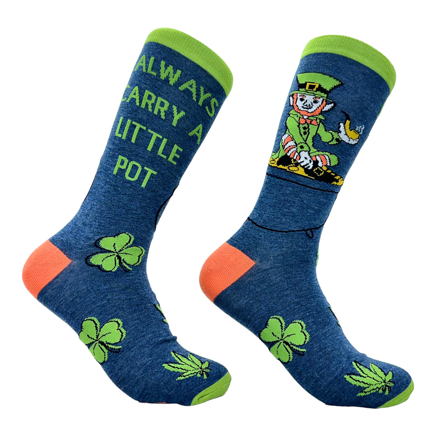 Funny Multi - Carry A Little Pot Women's I Always Carry A Little Pot Sock Nerdy Saint Patrick's Day 420 Tee