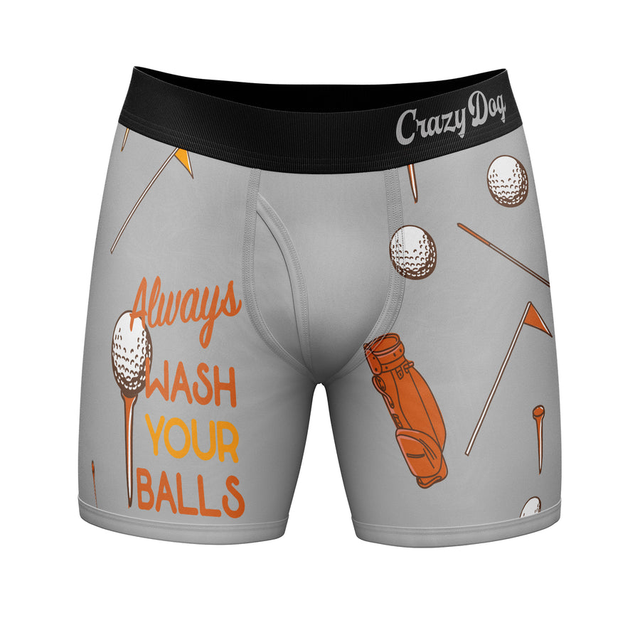 Funny Grey Always Wash Your Balls Nerdy Golf Toilet Tee