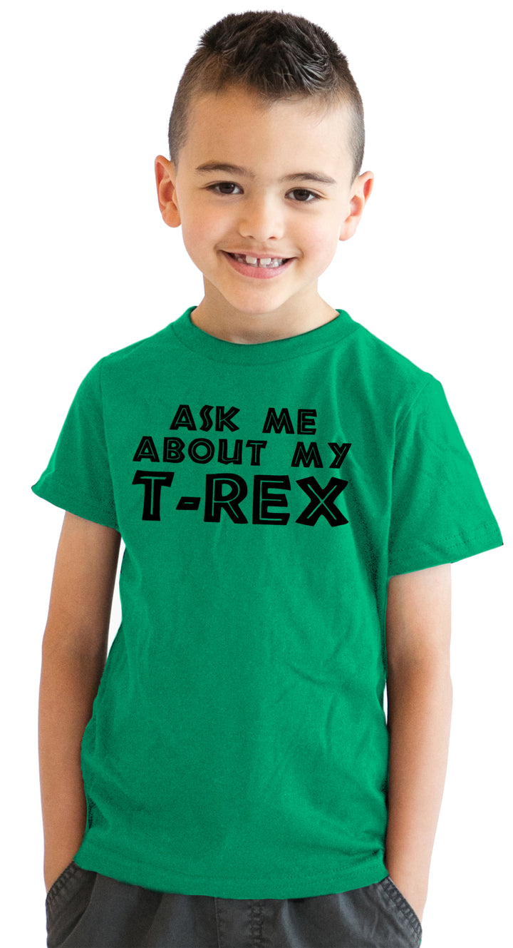 Funny Ask Me About My T-Rex Flip Youth T Shirt Nerdy Dinosaur Flip Tee