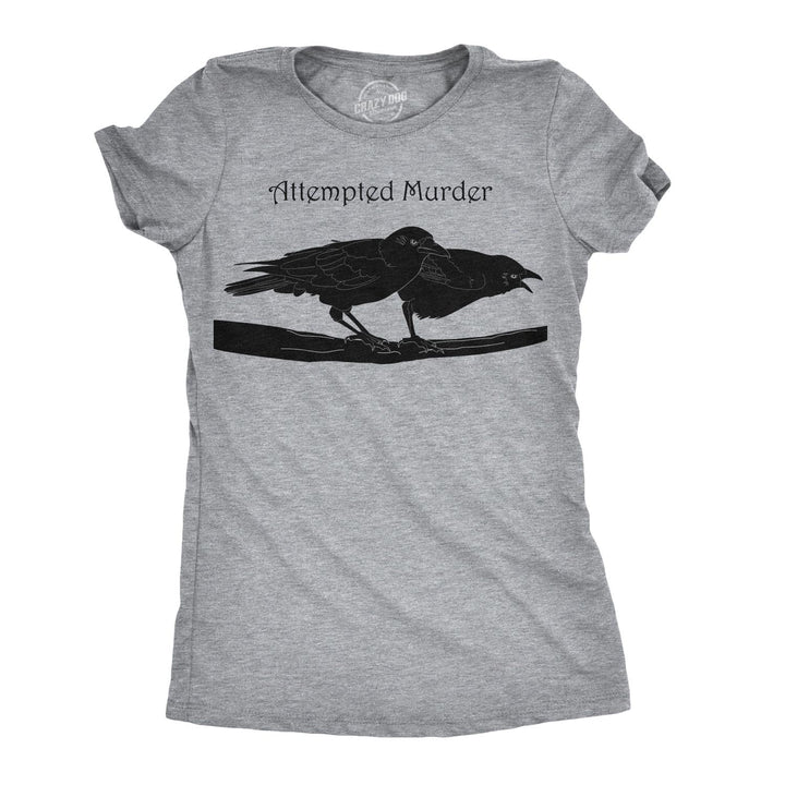 Funny Light Heather Grey - Attempted Murder Womens T Shirt Nerdy Animal Tee