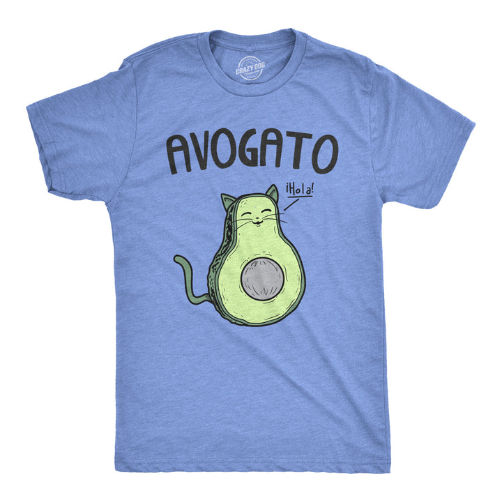 Funny Heather Light Blue - Avogato Mens T Shirt Nerdy Cinco De Mayo Cat Food Tee