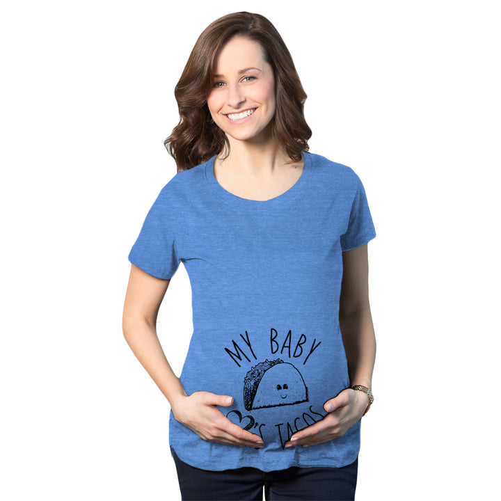 Funny Heather Royal My Baby Loves Tacos Maternity T Shirt Nerdy Cinco De Mayo Food Tee