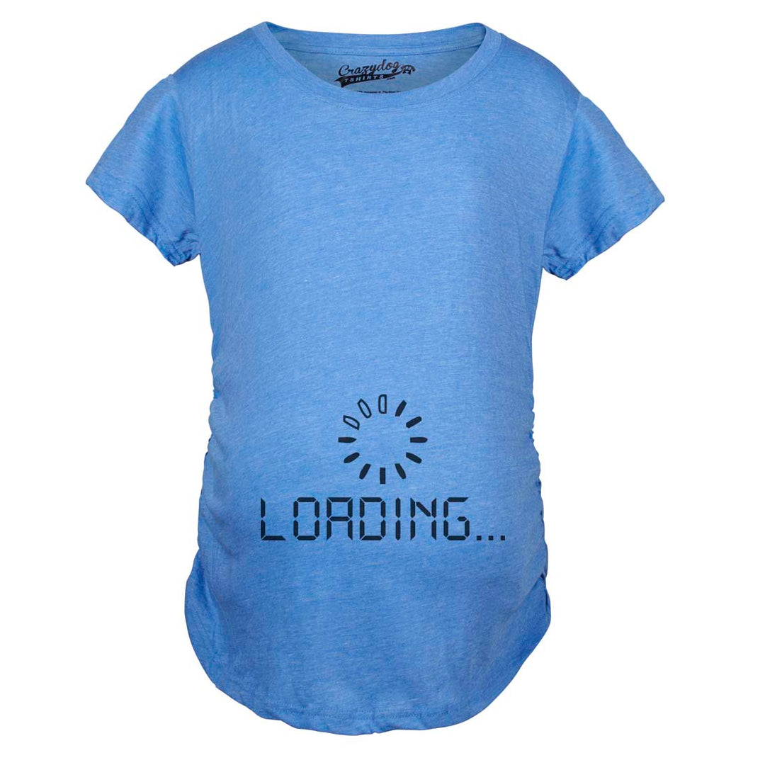 Funny Heather Light Blue Baby Loading Maternity T Shirt Nerdy internet Tee