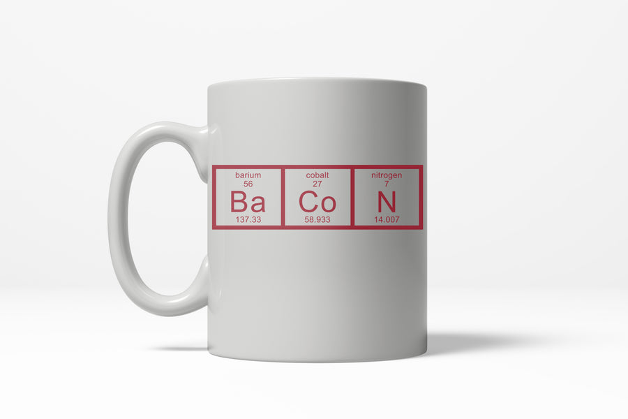 Funny White Chemistry Of Bacon Coffee Mug Nerdy science food Tee