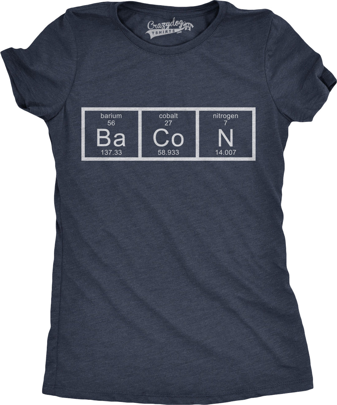 Funny Navy Chemistry Of Bacon Womens T Shirt Nerdy Science Food Tee