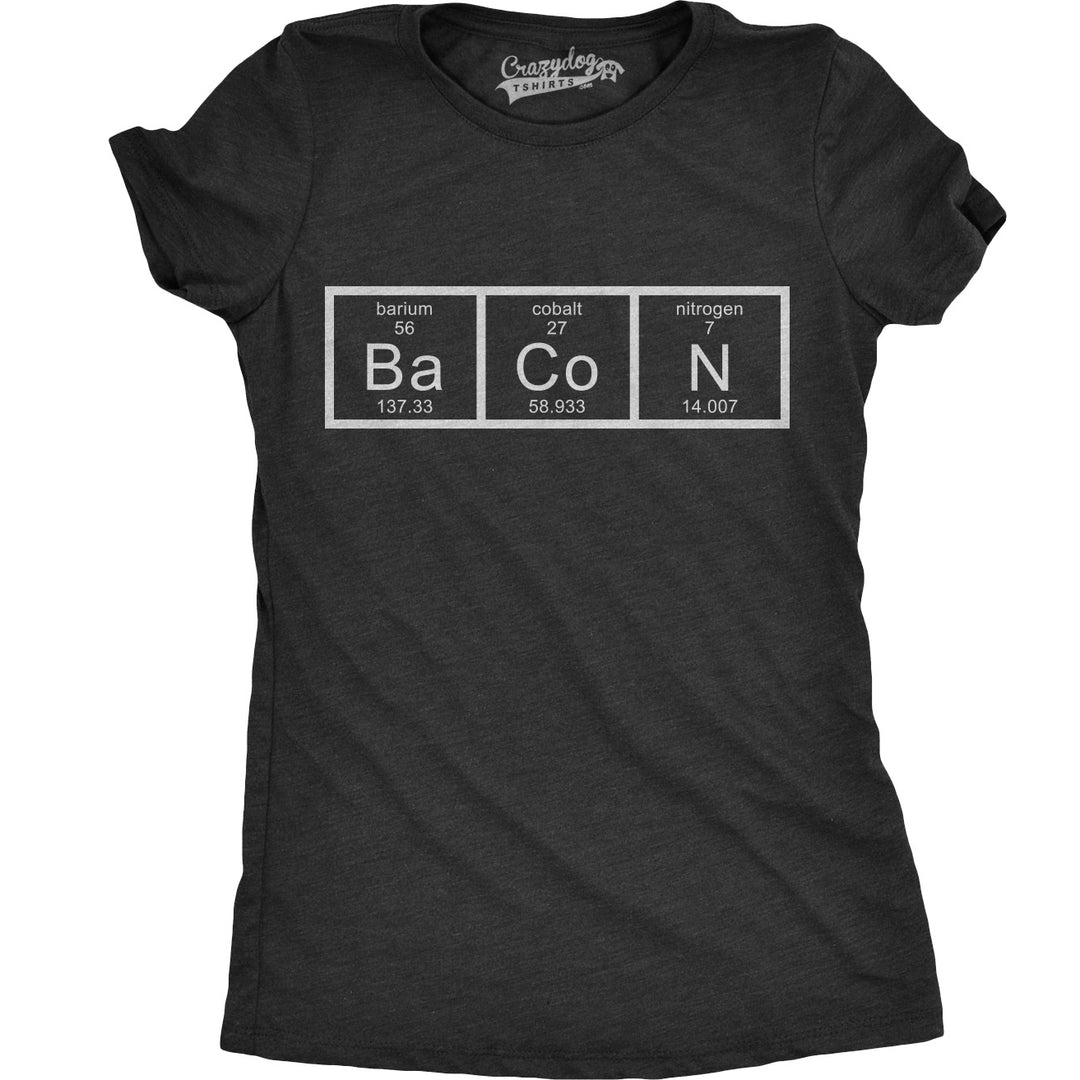 Funny Black Chemistry Of Bacon Womens T Shirt Nerdy Science Food Tee