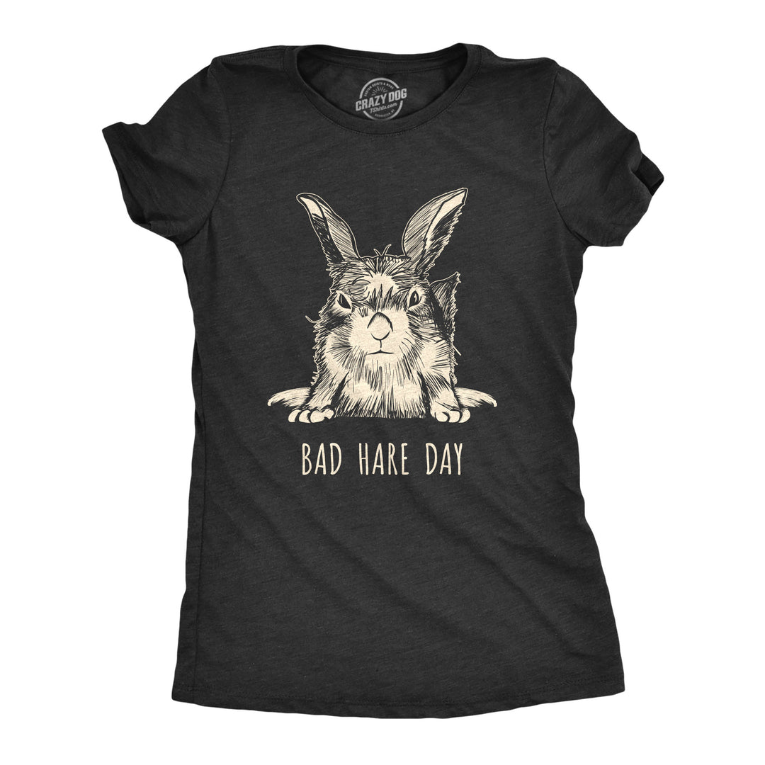 Funny Heather Black - Bad Hare Day Bad Hare Day Womens T Shirt Nerdy Easter Tee