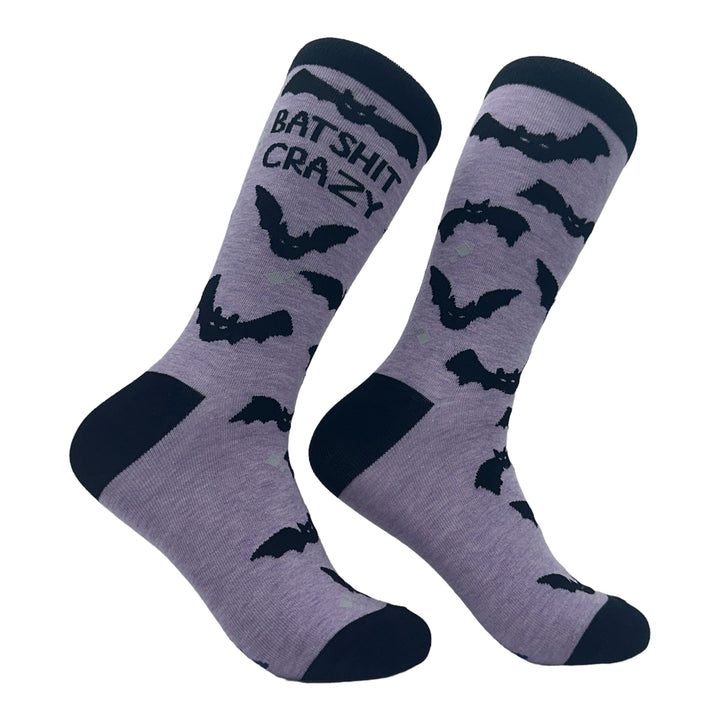 Funny Purple - Bat Shit Women's Bat Shit Crazy Sock Nerdy Halloween Sarcastic Tee