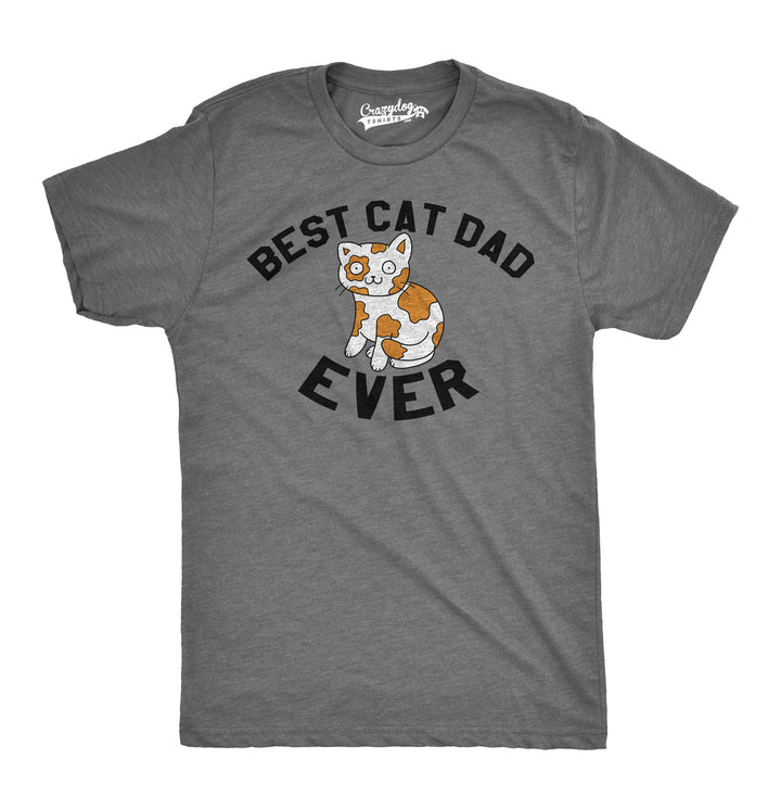 Funny Dark Heather Grey Best Cat Dad Mens T Shirt Nerdy Father's Day Cat Tee