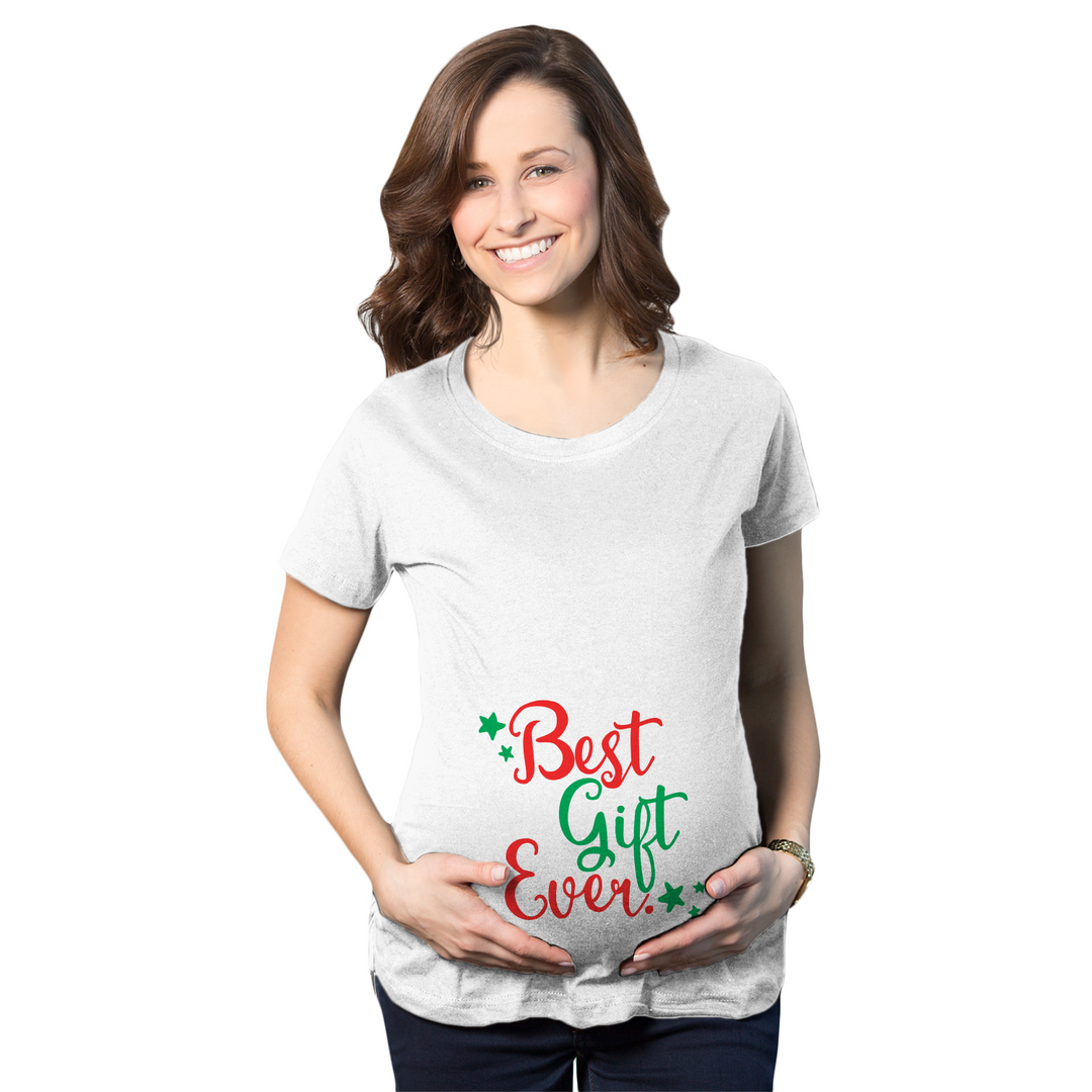 Funny White Best Gift Ever Maternity T Shirt Nerdy Christmas Tee