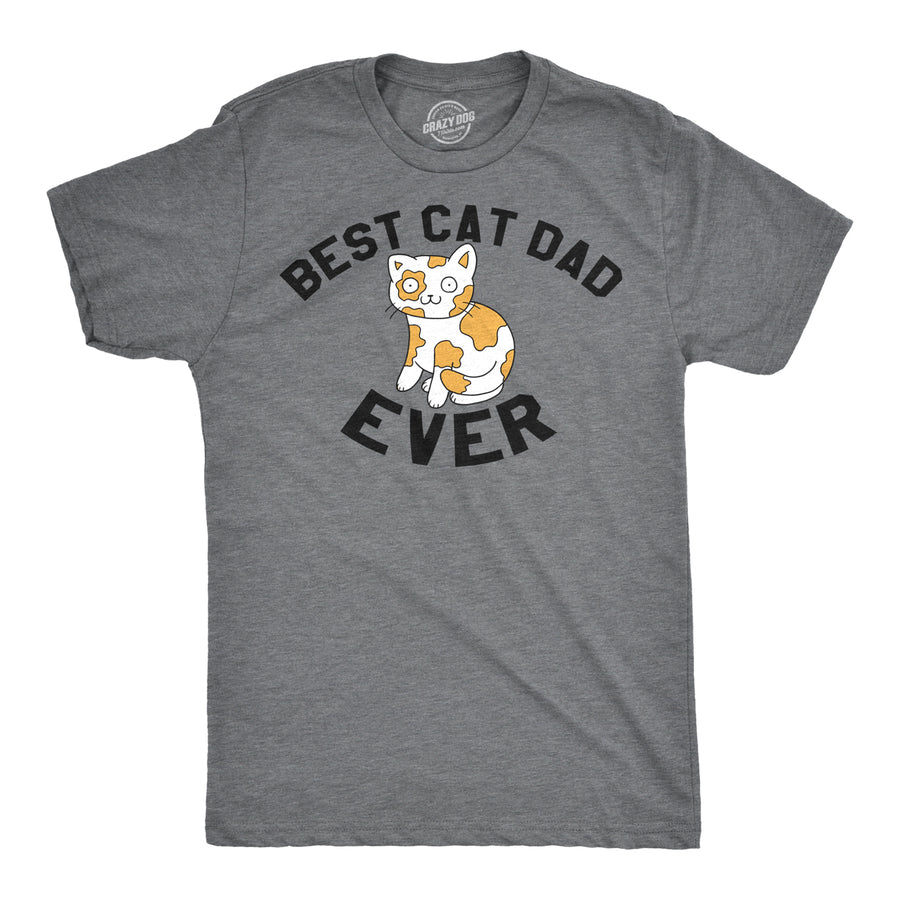 Funny Dark Heather Grey Best Cat Dad Mens T Shirt Nerdy Father's Day Cat Tee