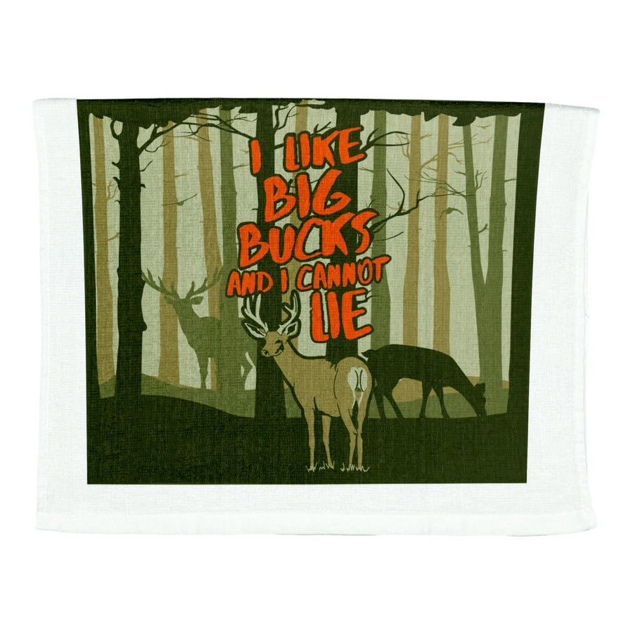 Funny Like Big Bucks I Like Big Bucks And I Cannot Lie Tea Towel Nerdy Hunting Animal Tee