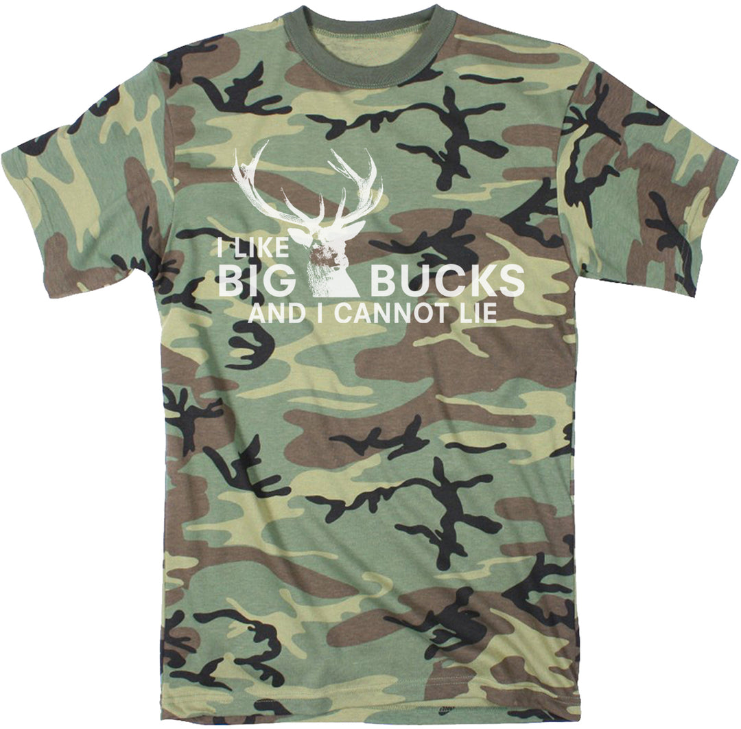 Funny Multi I Like Big Bucks And I Cannot Lie Camo Youth T Shirt Nerdy Hunting Tee