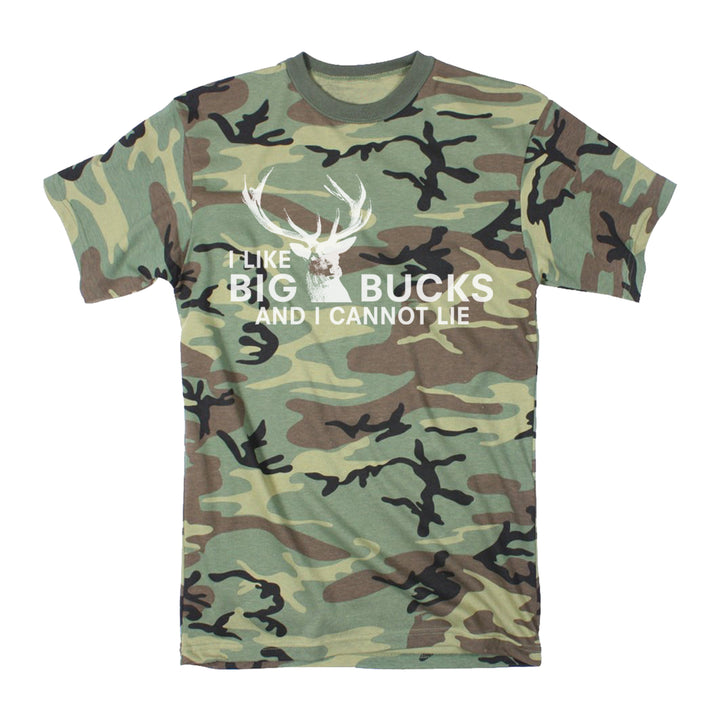 Funny Camo - Orange Ink I Like Big Bucks And I Cannot Lie Camo Mens T Shirt Nerdy Hunting Tee