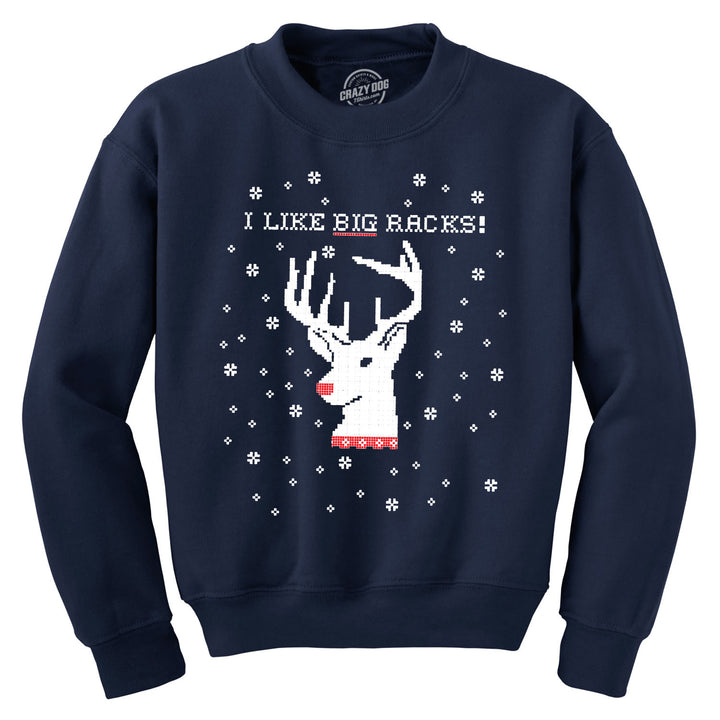 Funny Navy I Like Big Racks Sweatshirt Nerdy Christmas Hunting Ugly Sweater Tee